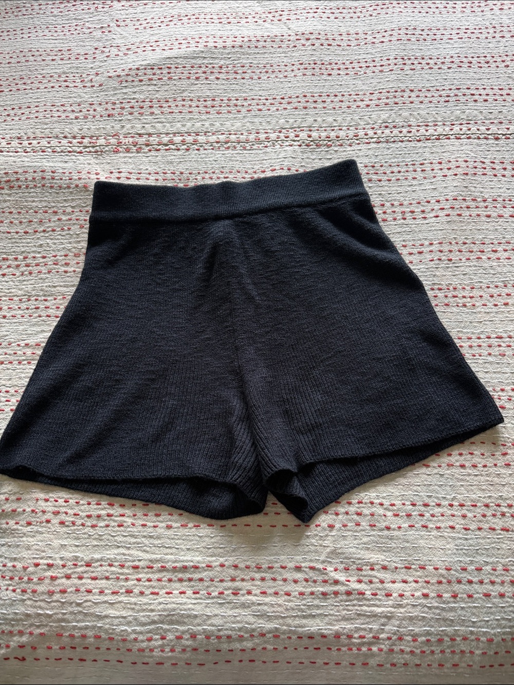 Free People Black Knit High-Waist Shorts